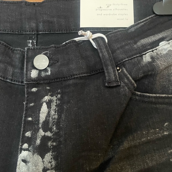 MNML Distressed Men’s (Size33) Black Streetwear, Graphic Stretch Denim Jeans - Picture 12 of 14